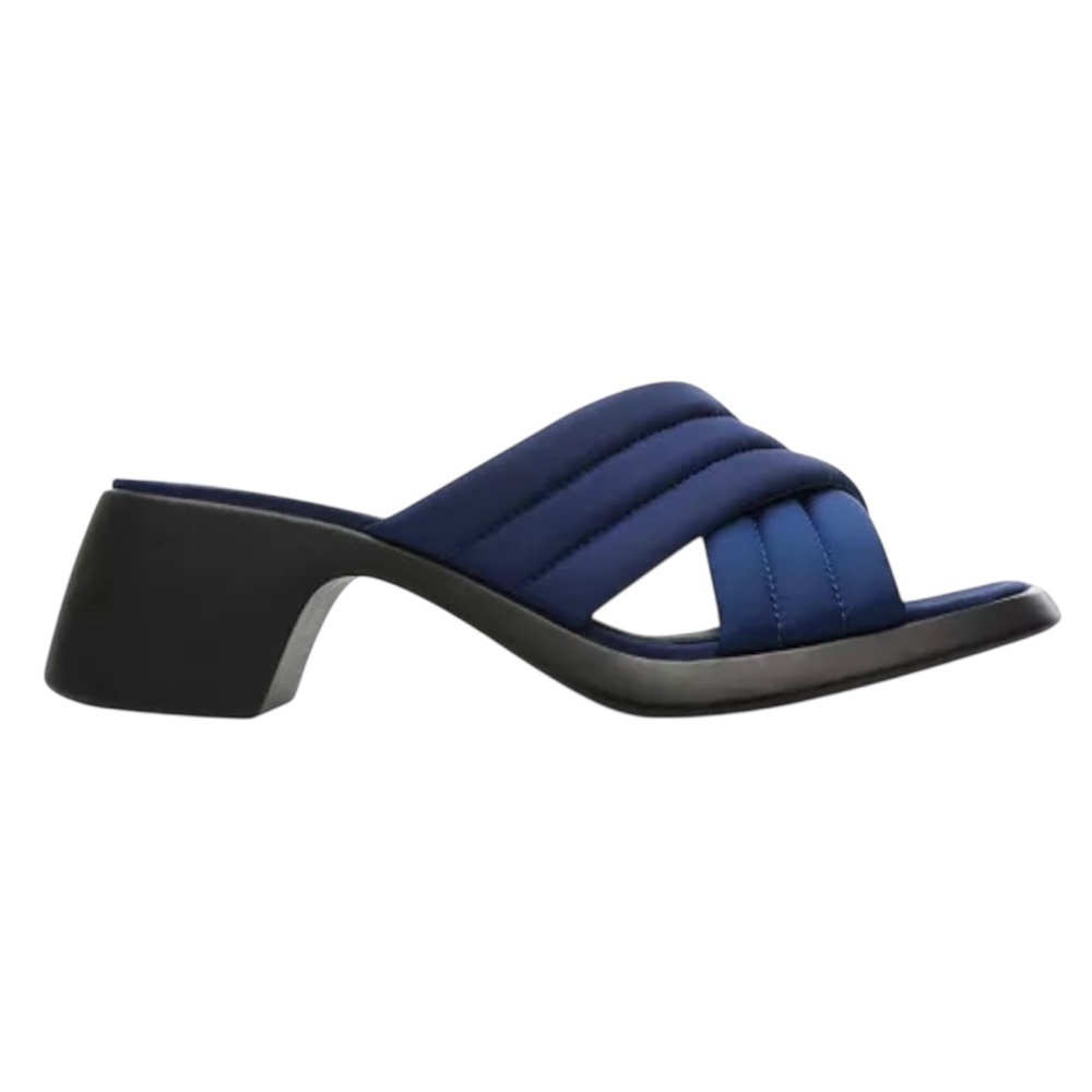 Camper Navy Quilted Slide Heel Sandal